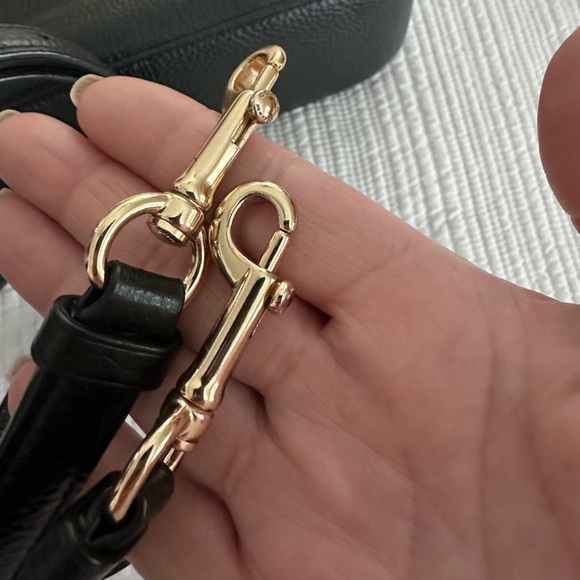 Coach Black Leather Handbag w/ strap. - Picture 6 of 12